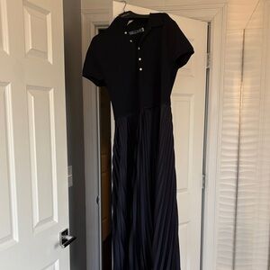 Ralph Lauren Navy Polo Maxi Dress with Pleated Skirt